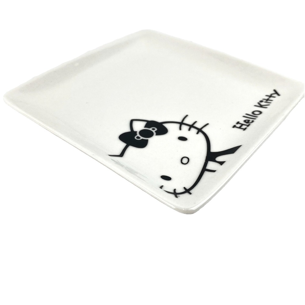 Lawson Hello Kitty Ceramic Square Plate White 4.75" Sanrio '76, Mint! USA Seller
